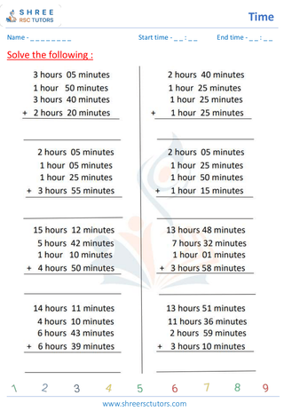 Grade 6  Maths worksheet: Time and duration