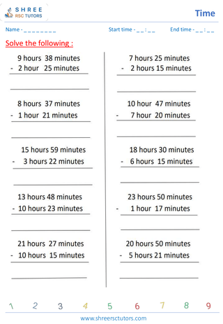 Grade 6  Maths worksheet: Time and duration