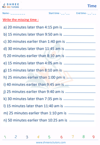 Grade 6  Maths worksheet: Time and duration