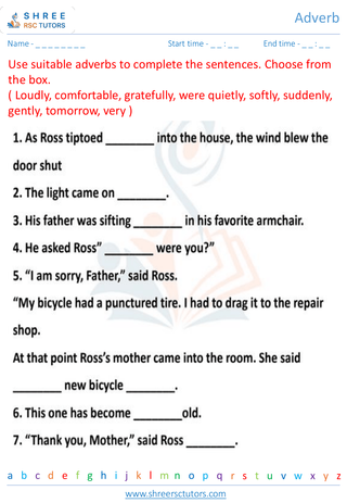 Grade 7  English worksheet: Adverb