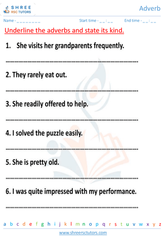 Grade 7  English worksheet: Adverb