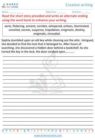 Grade 7  English worksheet: Creative writing