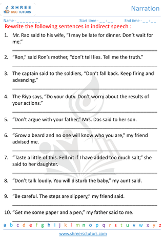 Grade 7  English worksheet: Narration