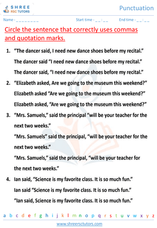 Grade 7  English worksheet: Punctuation