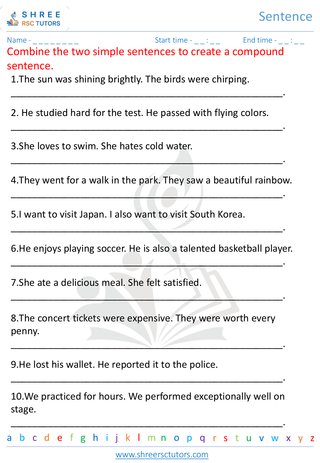 Grade 7  English worksheet: Sentence