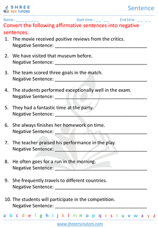 Grade 7  English worksheet: Sentence