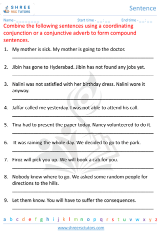 Grade 7  English worksheet: Sentence