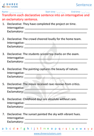 Grade 7  English worksheet: Sentence