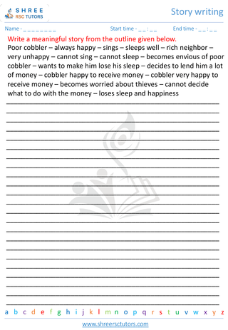 Grade 7  English worksheet: Story writing