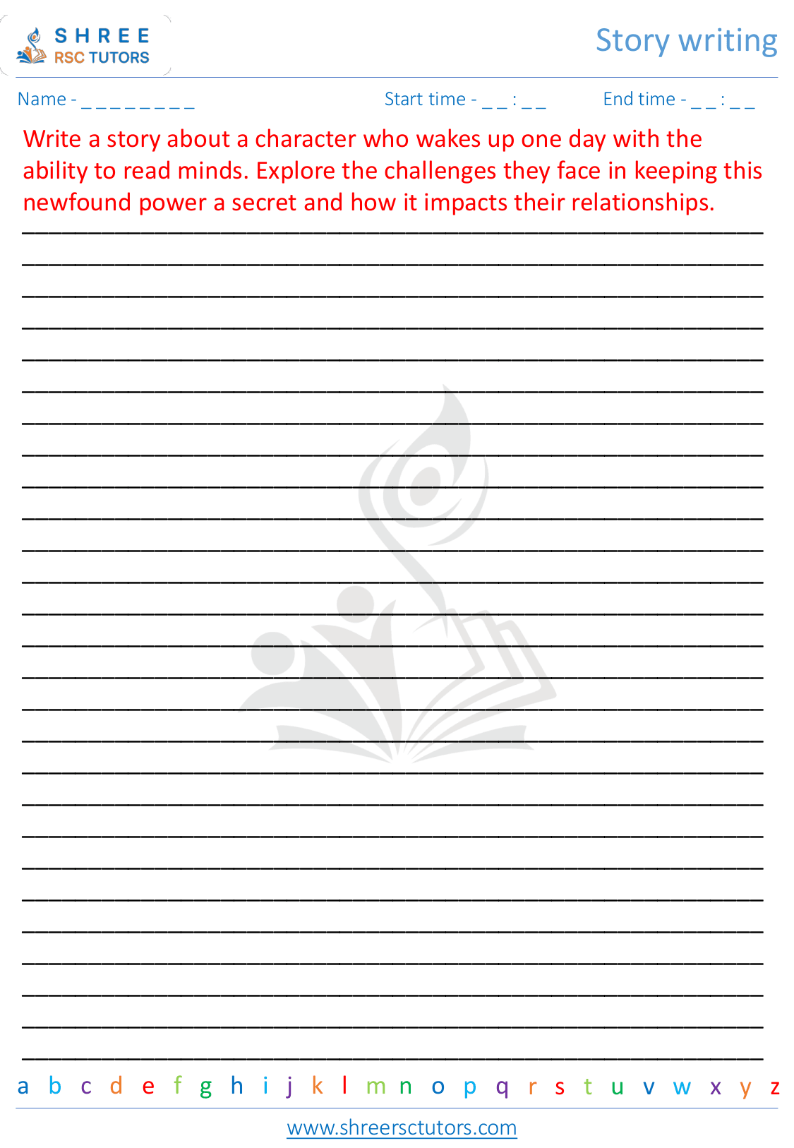 Story writing worksheets for Grade 7 English | shree rsc tutors