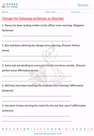 Grade 7  English worksheet: Tense