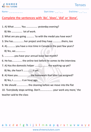 Grade 7  English worksheet: Tense