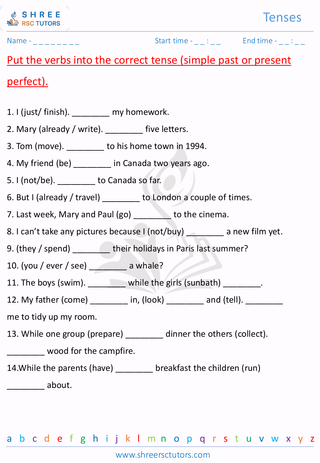 Grade 7  English worksheet: Tense