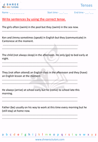 Grade 7  English worksheet: Tense