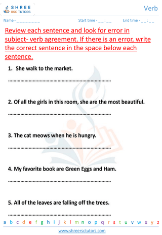 Grade 7  English worksheet: Verbs