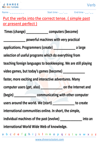 Grade 7  English worksheet: Verbs