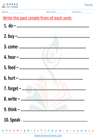 Grade 7  English worksheet: Verbs