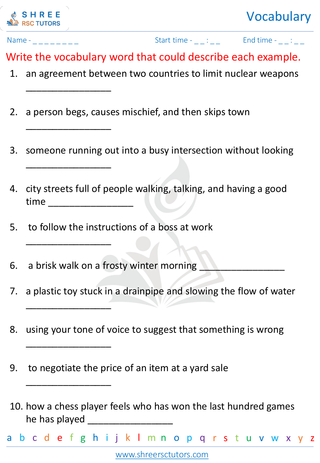 Grade 7  English worksheet: Vocabulary