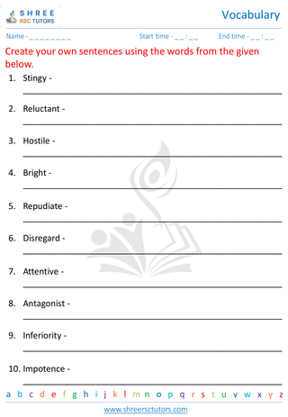 Grade 7  English worksheet: Vocabulary