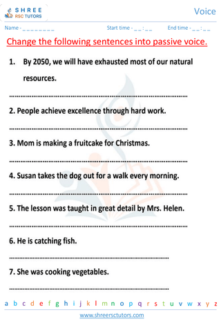 Grade 7  English worksheet: Voice