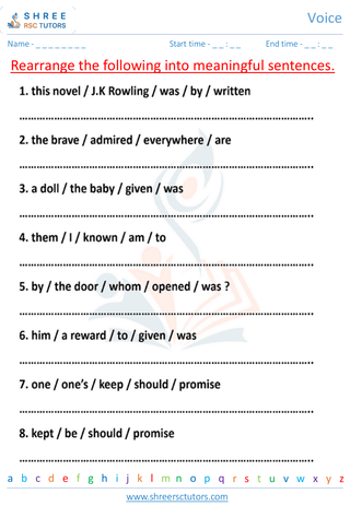 Grade 7  English worksheet: Voice