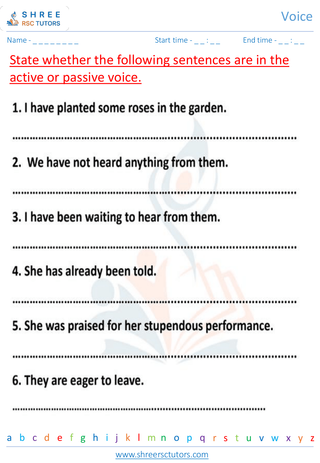 Grade 7  English worksheet: Voice