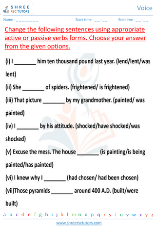 Grade 7  English worksheet: Voice