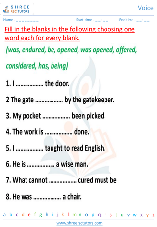 Grade 7  English worksheet: Voice