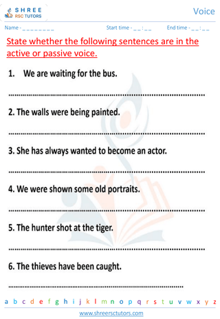 Grade 7  English worksheet: Voice