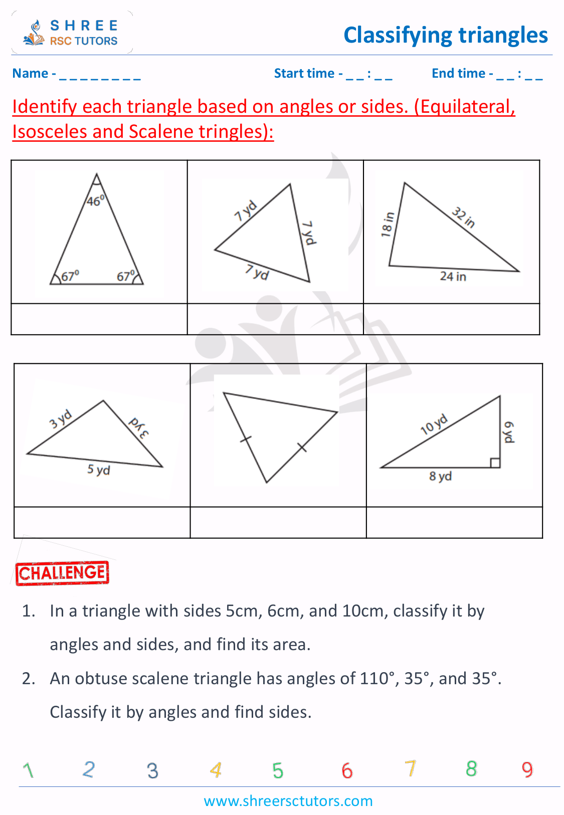 Equilateral Isosceles And Scalene Triangles Worksheets For Grade 7 Maths Shree Rsc Tutors 5415