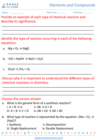 Grade 7  Science worksheet: Elements and Compounds - Chemical bonding ionic and covalent compounds