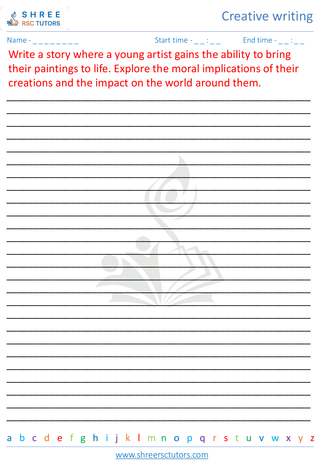 Grade 8  English worksheet: Creative writing
