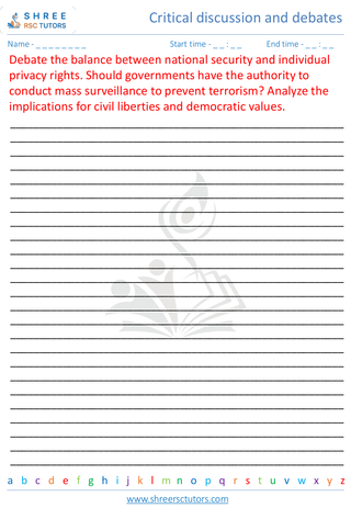 Grade 8  English worksheet: Critical discussion and debates