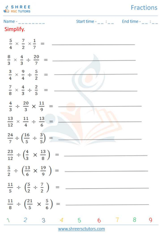Grade 8  Maths worksheet: Complexities of Fractions