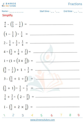 Grade 8  Maths worksheet: Complexities of Fractions