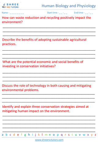 Grade 8  Science worksheet: Ecology and Environmental Science - Human impact on the environment and conservation