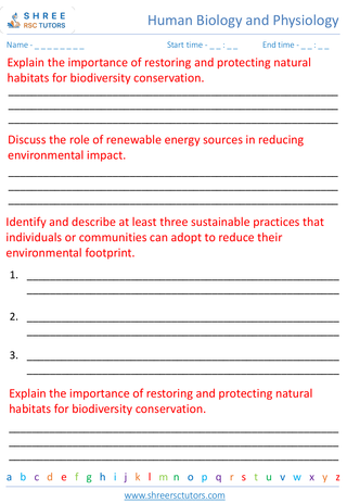 Grade 8  Science worksheet: Ecology and Environmental Science - Human impact on the environment and conservation