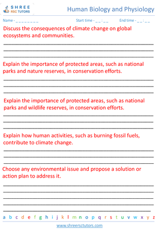 Grade 8  Science worksheet: Ecology and Environmental Science - Human impact on the environment and conservation