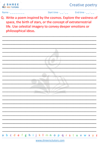 Grade 9  English worksheet: Creative poetry