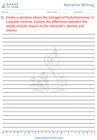 Grade 9  English worksheet: Narrative Writing