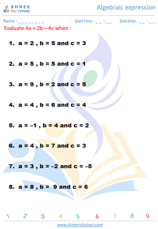 Grade 9  Maths worksheet: Algebra-2