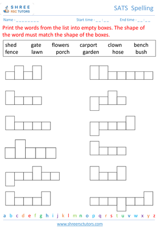 KS1 SATs  English worksheet: Spelling - Spelling words shape