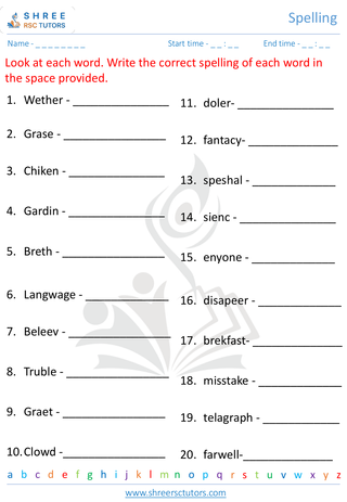 KS1 SATs  English worksheet: Spelling - Wrong spelling