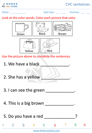 Kindergarten  English worksheet: CVC Sentences