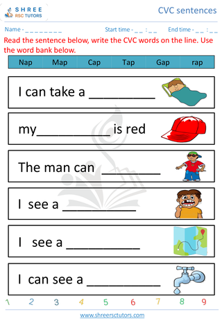 Kindergarten  English worksheet: CVC Sentences