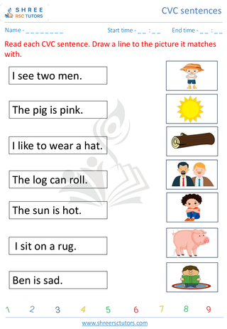 Kindergarten  English worksheet: CVC Sentences