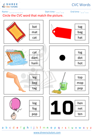 Kindergarten  English worksheet: CVC Words