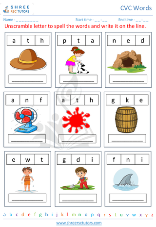 Kindergarten  English worksheet: CVC Words