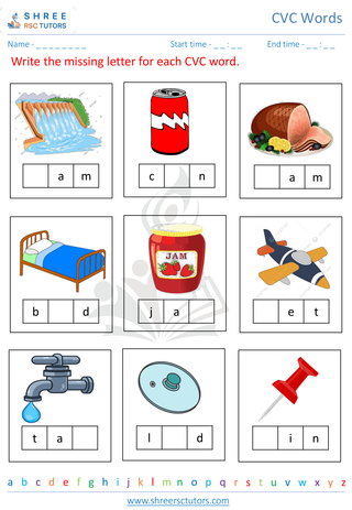 Kindergarten  English worksheet: CVC Words