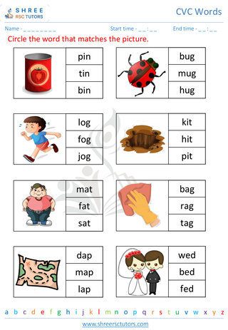 Kindergarten  English worksheet: CVC Words